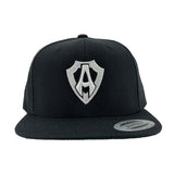 3D Shield Snapback Hat, Black