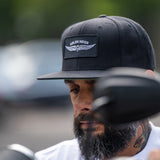 Flying Shield Snapback Hat, Black